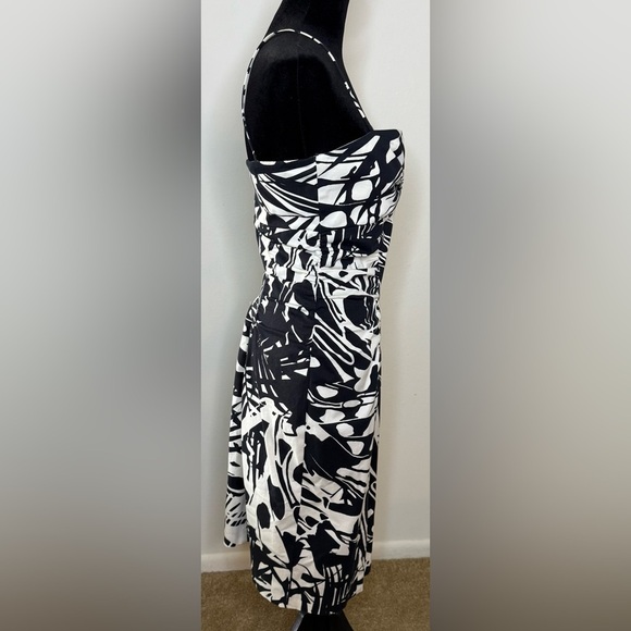 Vintage 90s Y2K Cache black and white bodycon midi dress chic sexy size 8 EUC - Picture 5 of 11